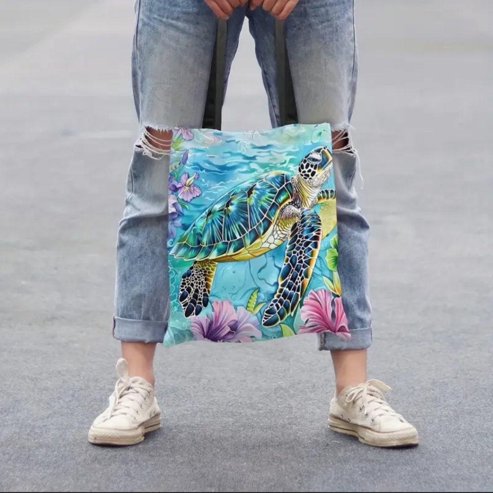 Colorful Sea Turtle Tote Bag Nwt